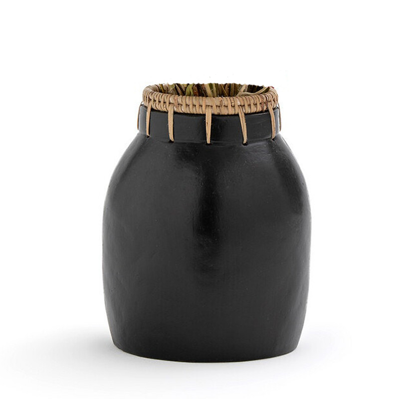 Ваза Ceramic Vase & Rattan D17