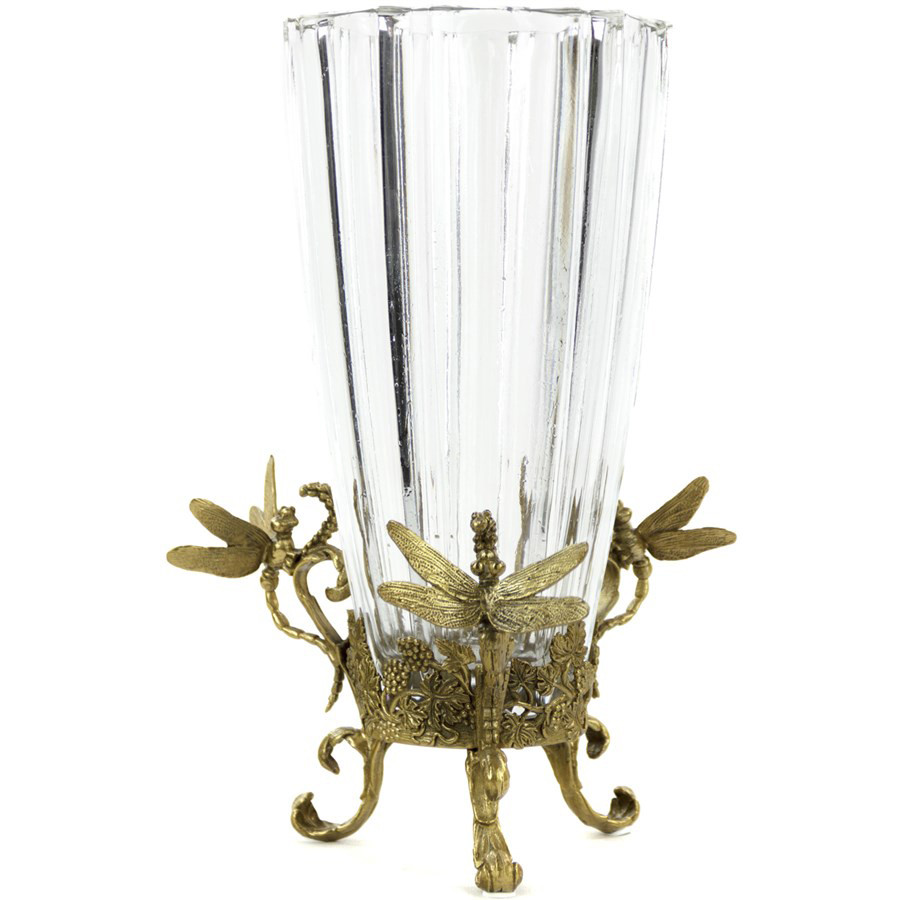 Ваза Transparent Goblet & Bronze Dragonflies