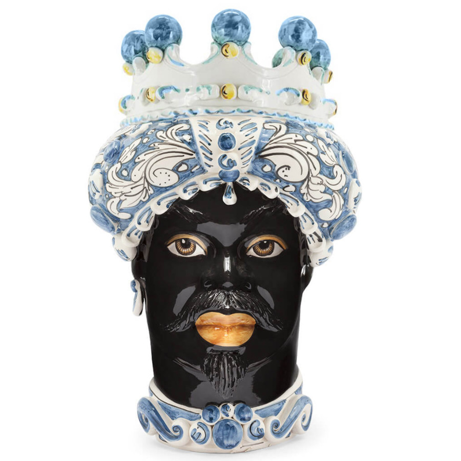 Ваза VASE MORO MAN ORNATE H41 blue
