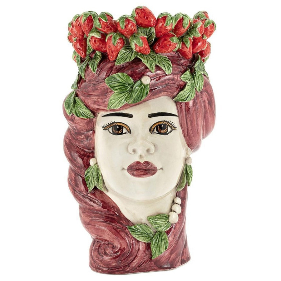 Ваза Vase Strawberries Head Lady Bordeaux