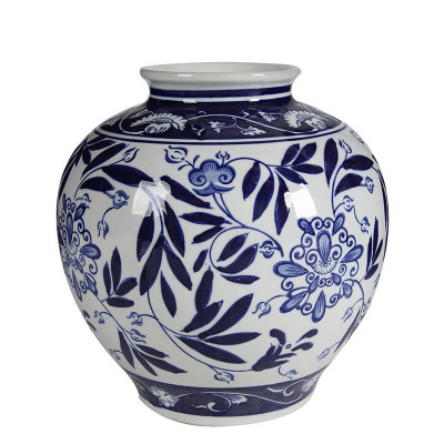 Ваза округлой формы с бело-синим цветочным орнаментом Blue & White Ornament