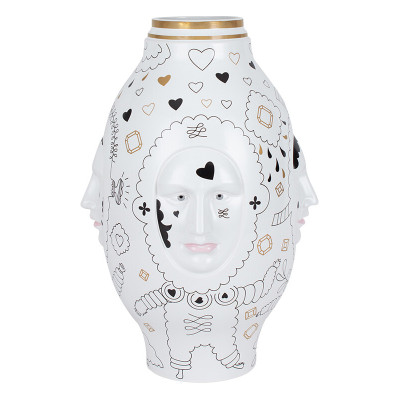 Ваза с декоративными лицами и графическими элементами в виде сердец и символов Faces of Imagination
