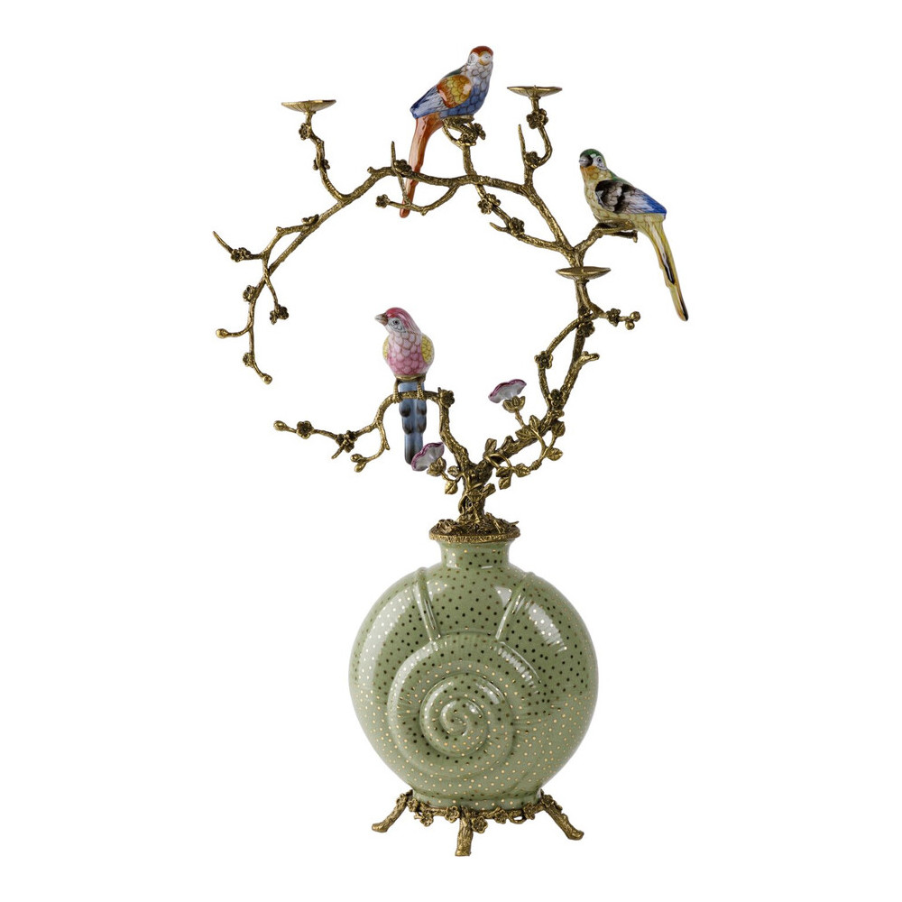 Подсвечник с декором из птиц на ветвях из фарфора с бронзовыми элементами Birds of Paradise