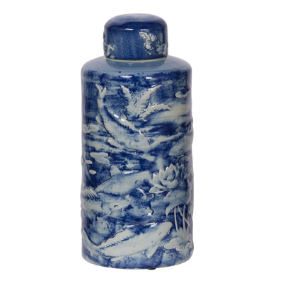 Ваза с крышкой Blue & White Fish Ornament