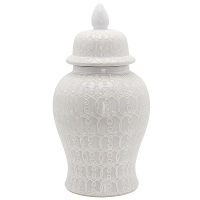 Ваза с крышкой Ceramic Beige White Ornament Vase