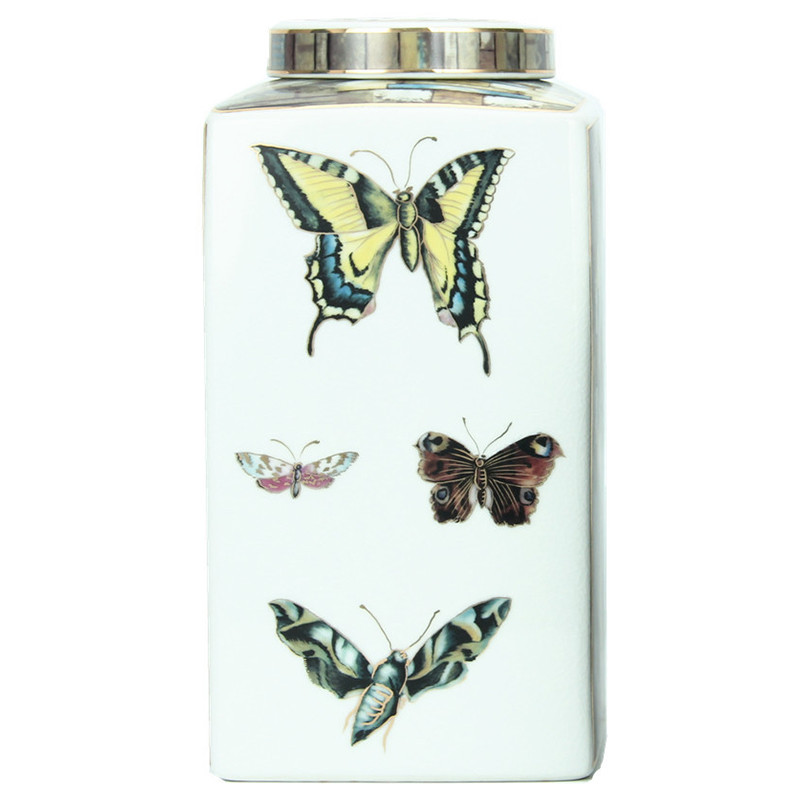 Ваза с крышкой Ceramic Flowers and Butterflies Vase