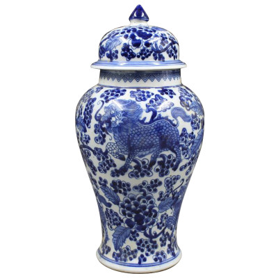 Ваза с крышкой Ceramic Oriental Blue Ornament Dragon Vase