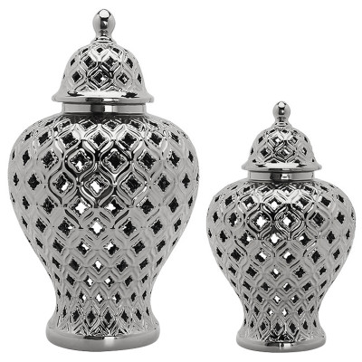 Ваза с крышкой Ceramic Silver Carving Vase