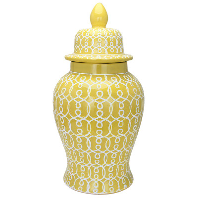 Ваза с крышкой Ceramic Yellow White Ornament Vase