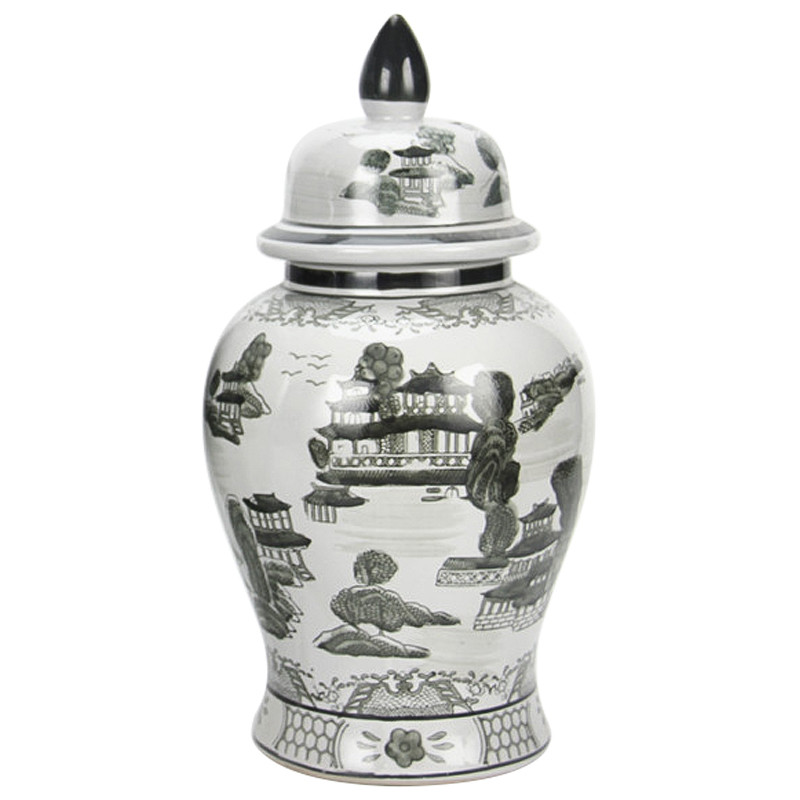 Ваза с крышкой Chinoiserie Ceramics Village Vase