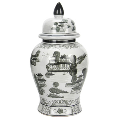 Ваза с крышкой Chinoiserie Ceramics Village Vase