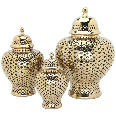 Ваза с крышкой Gold Ceramic Carving Vase