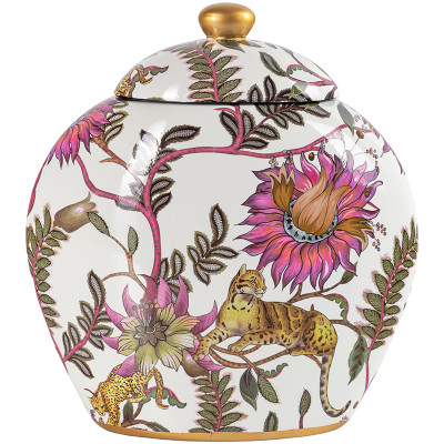 Ваза с крышкой Leopard Flowers Vase White