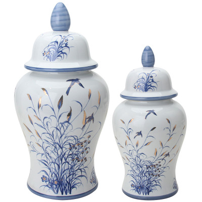 Ваза с крышкой Oriental Blue & White Bird and Flowers Vase