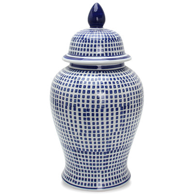 Ваза с крышкой Oriental Blue & White Square Pattern Vase
