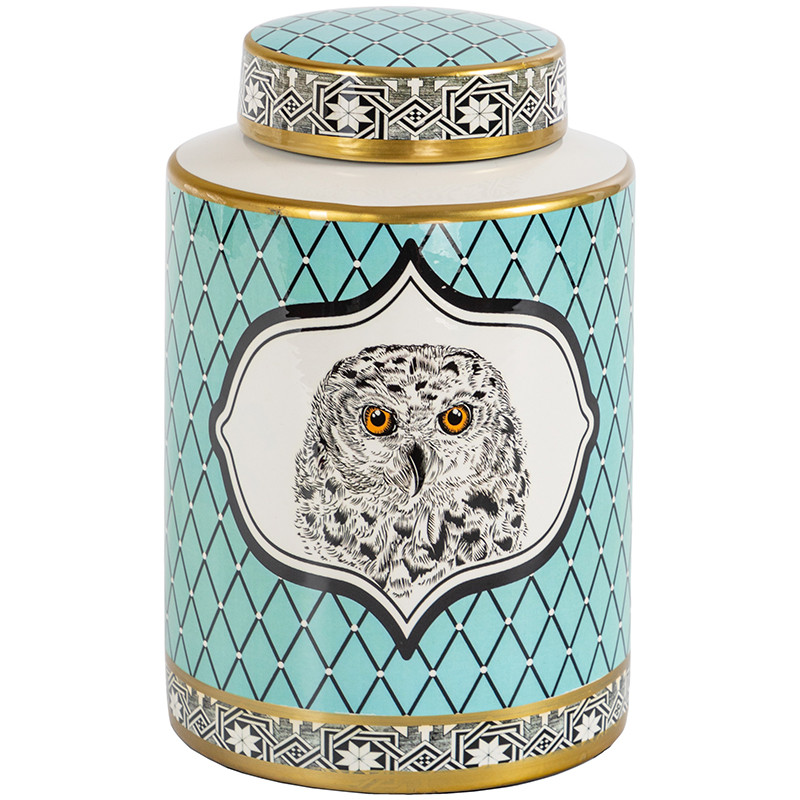 Ваза с крышкой Owl Collection Turquoise Vase