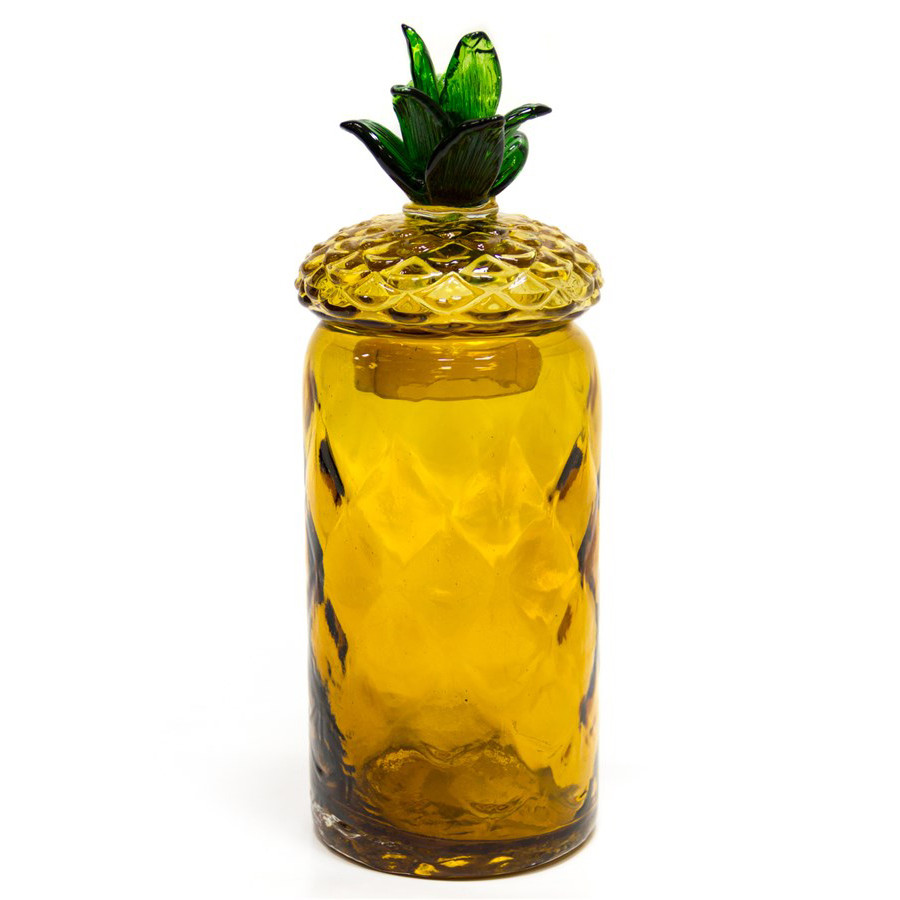 Ваза с крышкой Pineapple Transparent Amber L