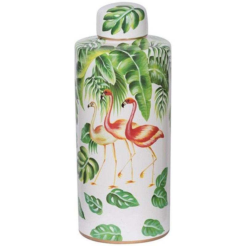 Ваза с крышкой Three Flamingos Green White Vase