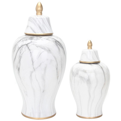 Ваза с крышкой White Marble Gold Vase