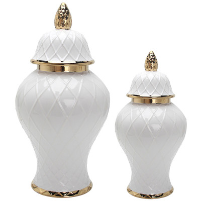 Ваза с крышкой White Rhombus Pattern Vase