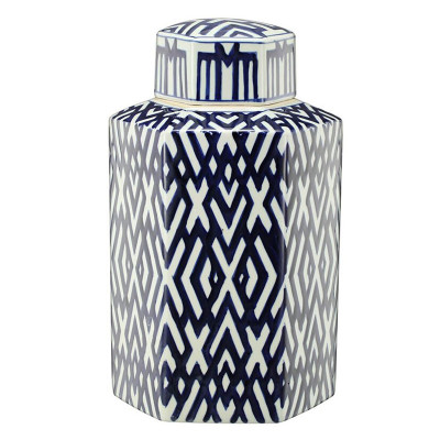 Ваза с крышкой и графическим узором в сине-белых цветах Blue & White Ornament