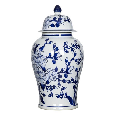 Ваза с крышкой и синим цветочным узором Blue & White Ornament