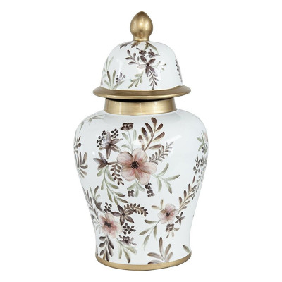 Ваза с нежным цветочным узором в пастельных тонах и крышкой с золотым акцентом Chinoiserie Ceramics