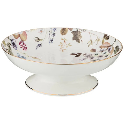 Ваза фарфоровая белая на ножке с рисунком цветов Garden Whisper Porcelain Set