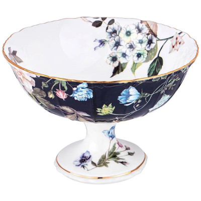 Ваза фарфоровая на ножке с рисунком цветов Garden Whisper Porcelain Set