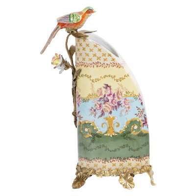 Ваза фарфоровая с фигуркой птички Print