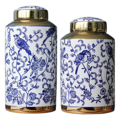 Вазы Ceramic Oriental Blue Ornament Birds Vases