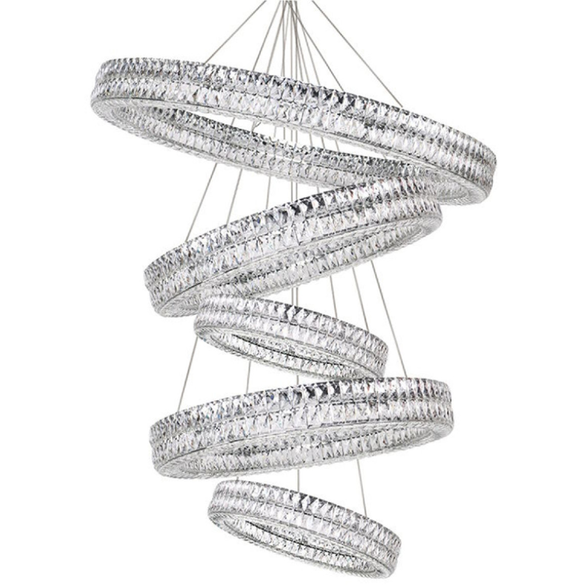 Вертикальная Композиция из круглых Хрустальных светильников Elizabeth Хром