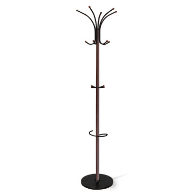 Вешалка коричневая с круглым основанием и черными металлическими крючками Industrial Metal Rust