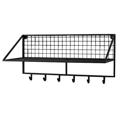 Вешалка с полкой Rhian Industrial Metal Rust Shelf Black
