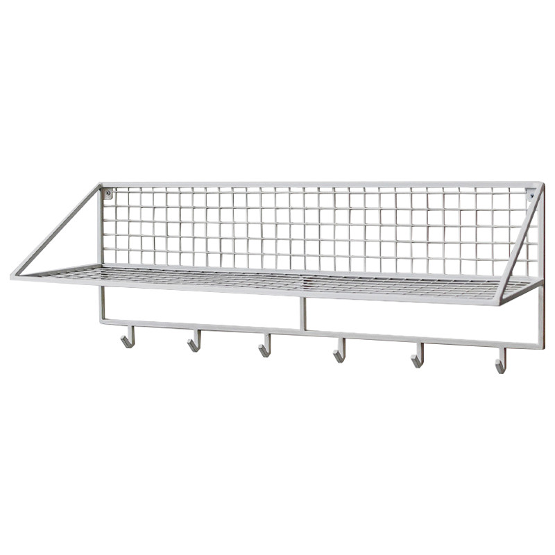 Вешалка с полкой Rhian Industrial Metal Rust Shelf White