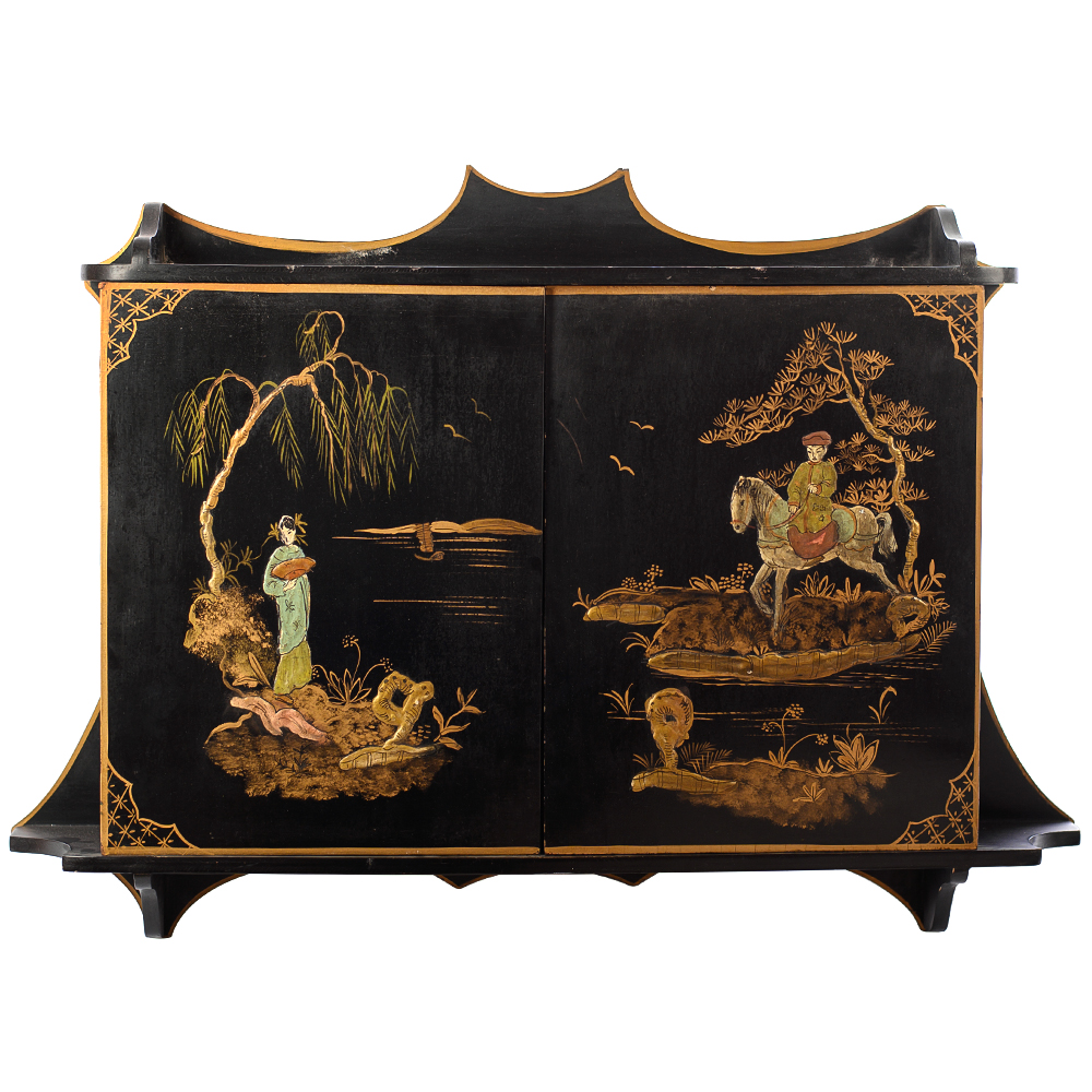 Винтажная полка в Китайском стиле c ручной росписью Chinese Shelf Black