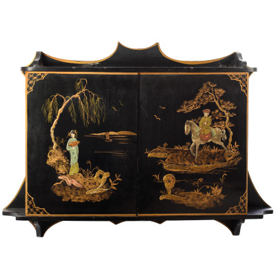 Винтажная полка в Китайском стиле c ручной росписью Chinese Shelf Black