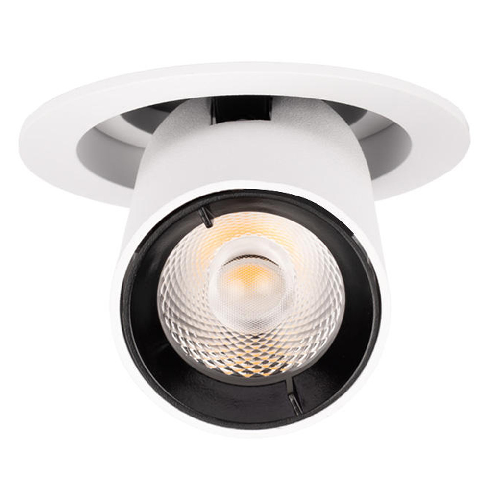 Встраиваемый спот светодиодный белого цвета с круглой рамкой и выдвижным цилиндрическим плафоном Framed Beam