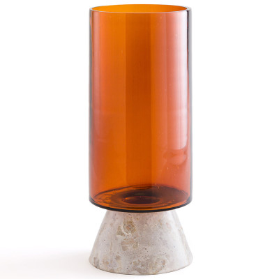 Высокая чаша из янтарного стекла Amber Marble Vase