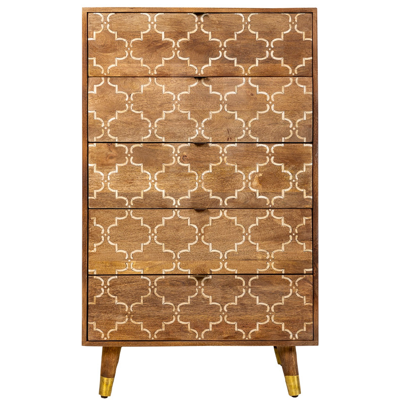 Высокий комод из натурального дерева Bone Inlay