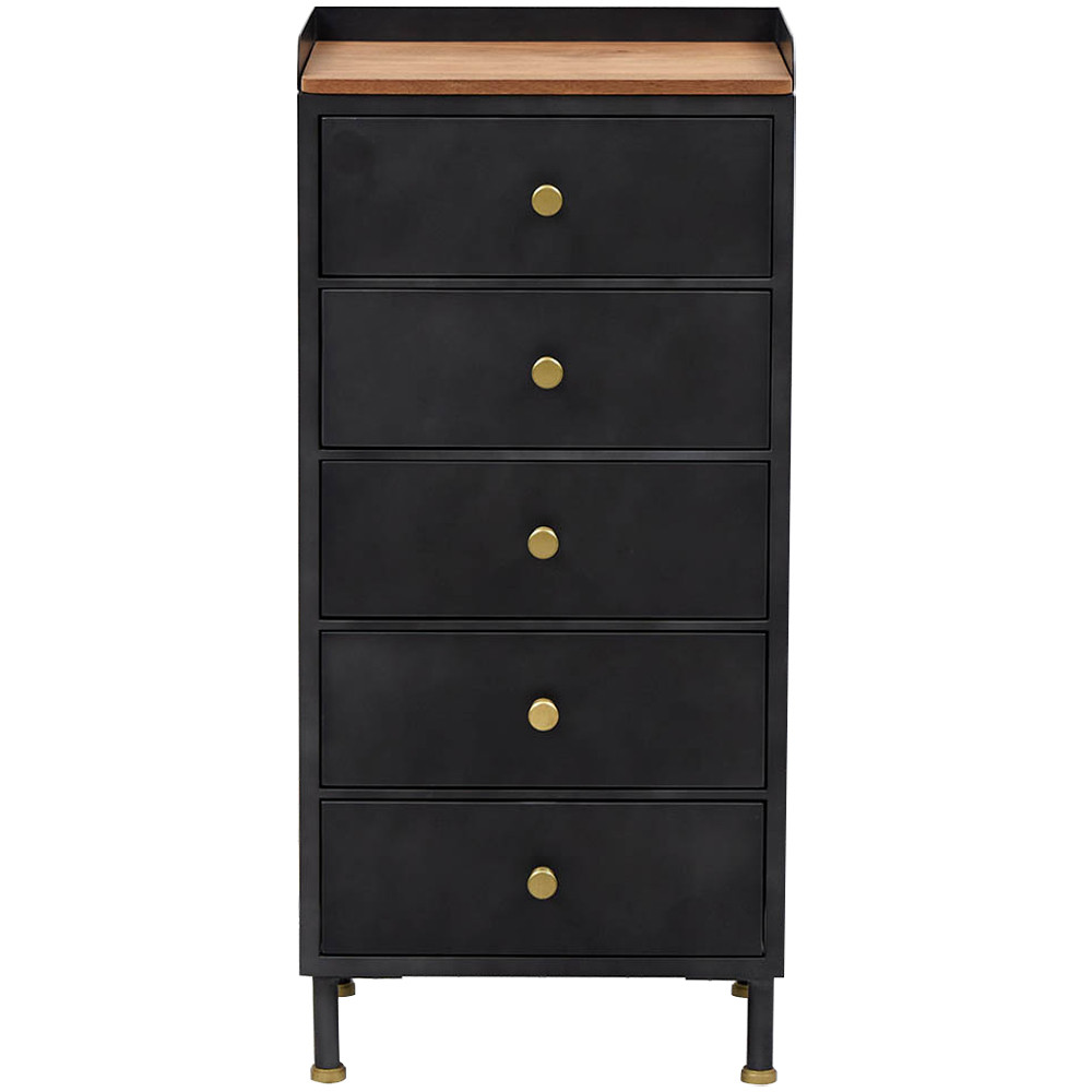 Высокий комод с 5-ю ящиками Cesar Black Chest of Drawers