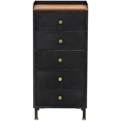 Высокий комод с 5-ю ящиками Cesar Black Chest of Drawers