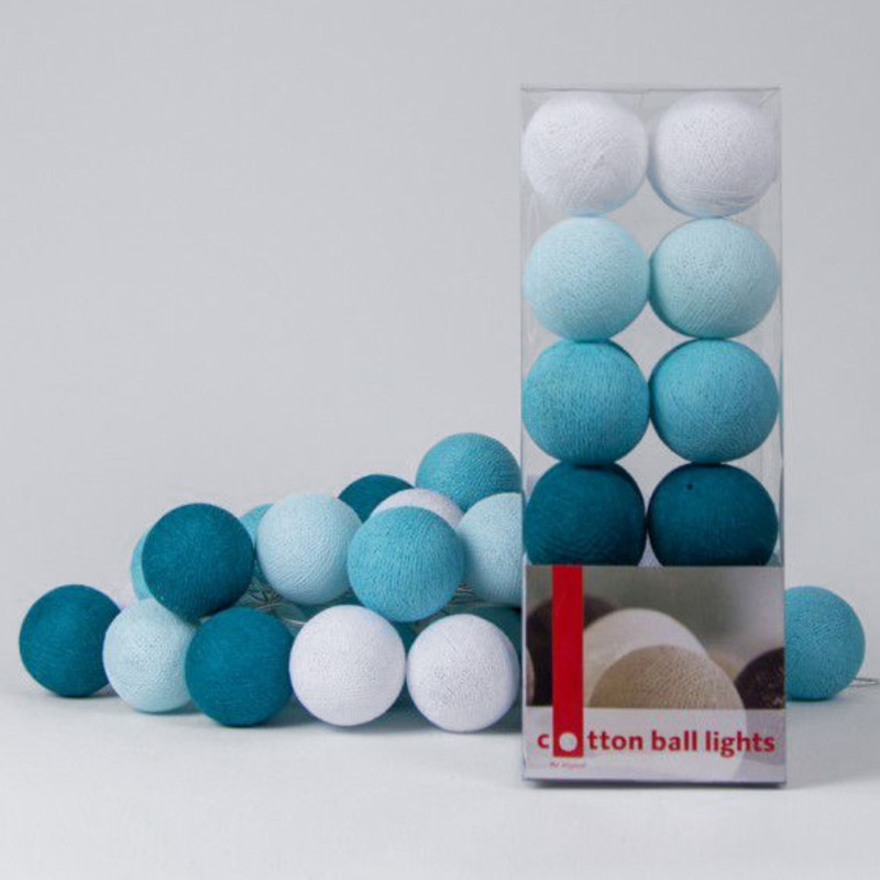 Гирлянда хлопковые фонарики Сotton Ball Aqua