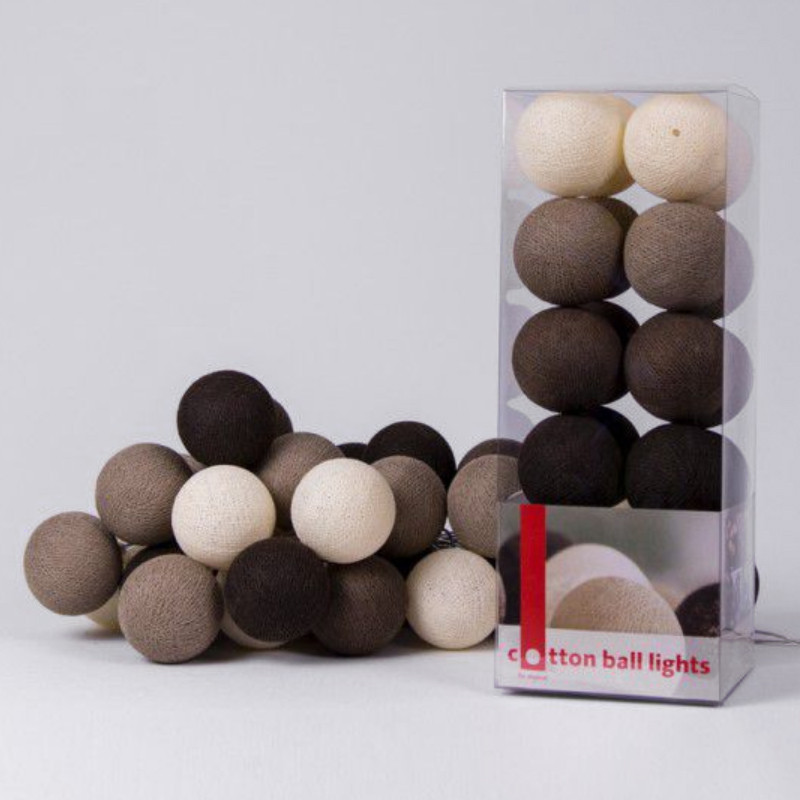 Гирлянда хлопковые фонарики Сotton Ball Brown