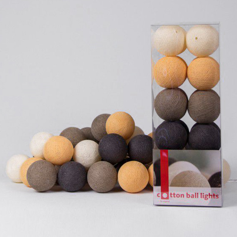 Гирлянда хлопковые фонарики Сotton Ball Clay