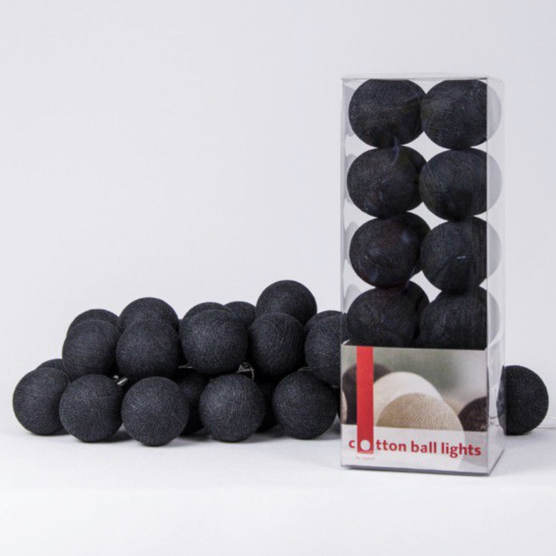 Гирлянда хлопковые фонарики Сotton Ball Ice Black