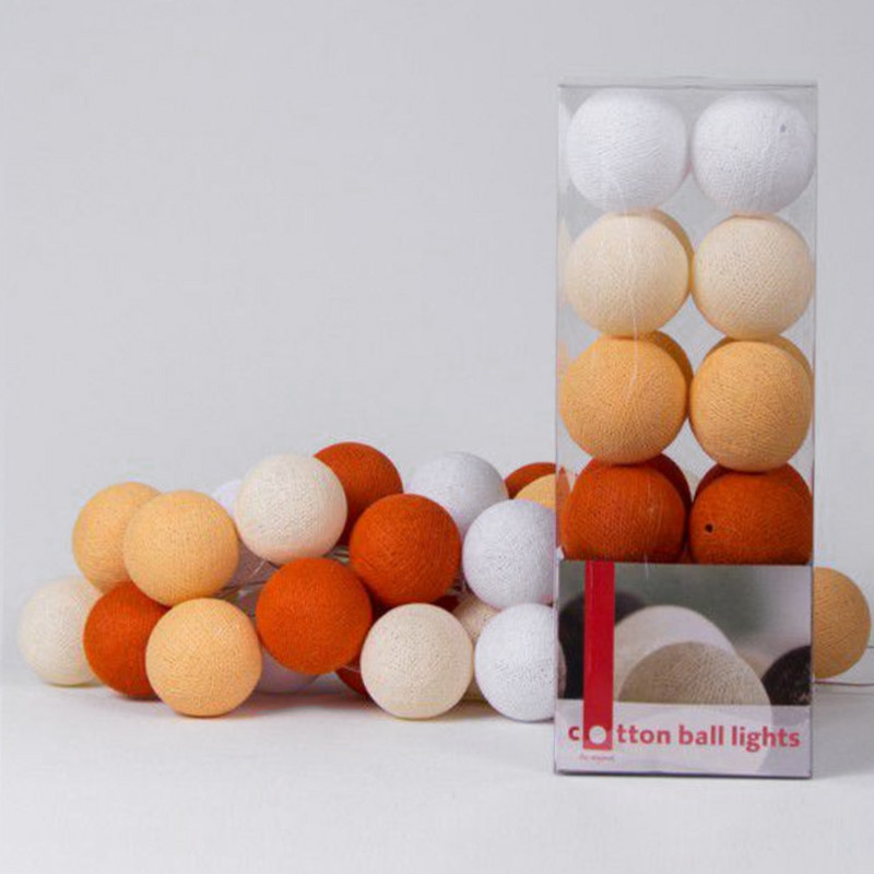 Гирлянда хлопковые фонарики Сotton Ball Orange