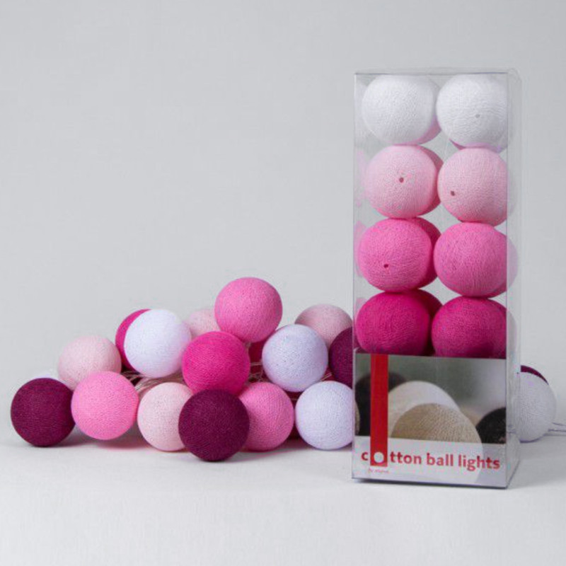 Гирлянда хлопковые фонарики Сotton Ball Pink