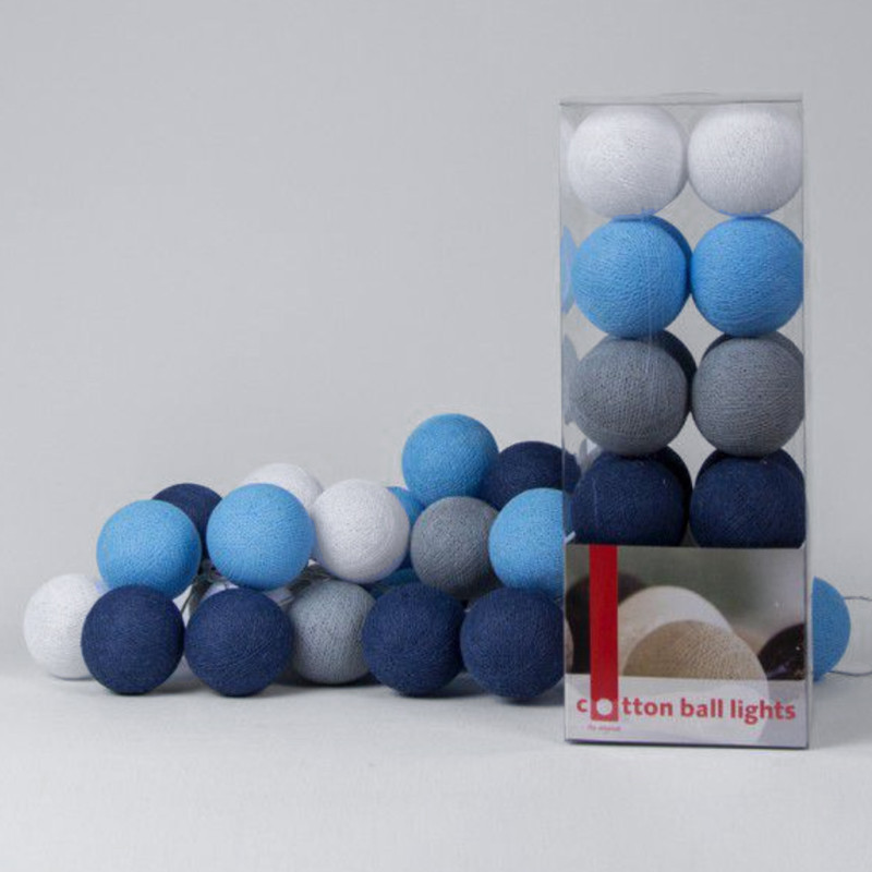 Гирлянда хлопковые фонарики Сotton Ball Sailor Blue