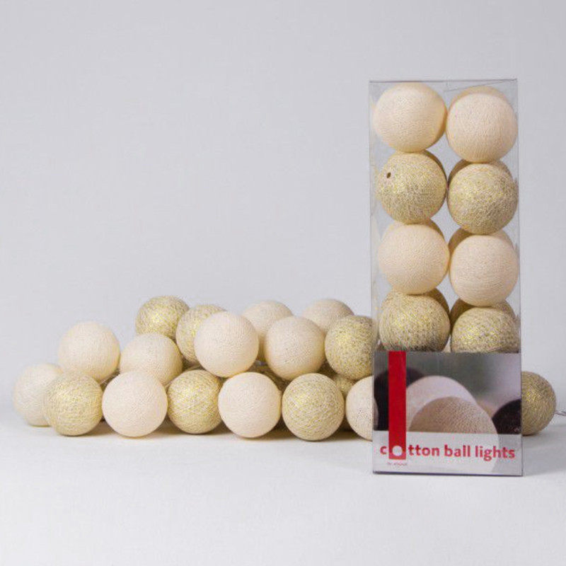 Гирлянда хлопковые фонарики Сotton Ball Shell-Gold